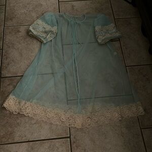 Vintage Tosca Lingerie Blue Sheer Lace Robe
